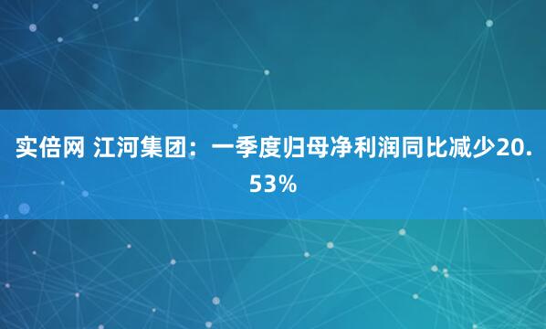 实倍网 江河集团：一季度归母净利润同比减少20.53%