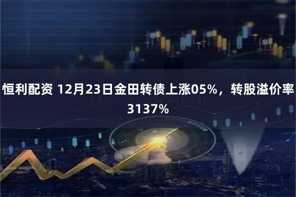恒利配资 12月23日金田转债上涨05%,转股溢价率3137%